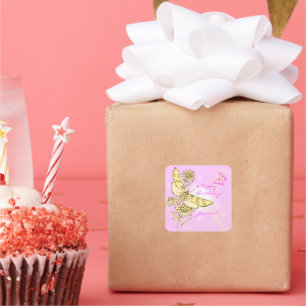 Sticker Papillon rose