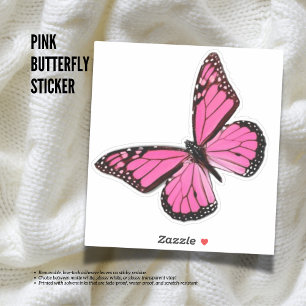 Sticker papillon rose