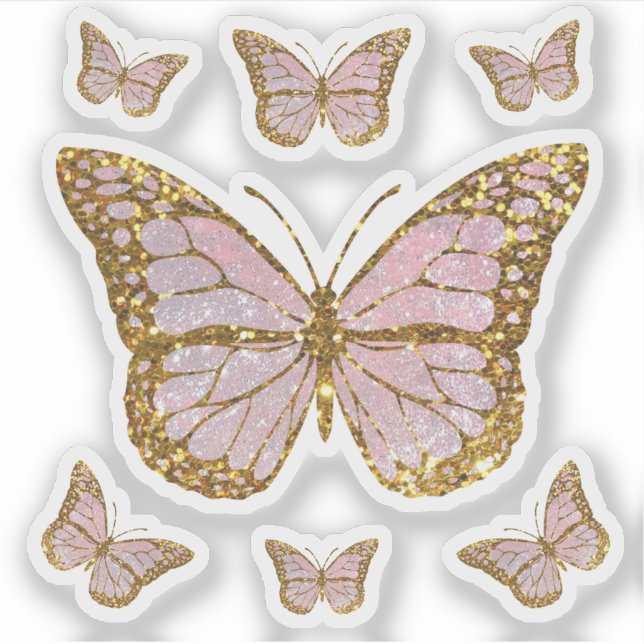 Sticker papillon rose (Devant)