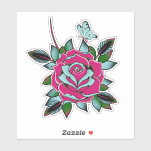 Sticker Papillon Rose de tatouage rose bleu