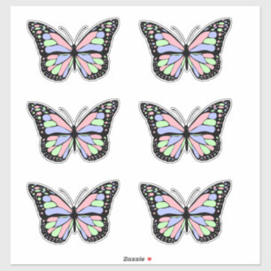 Sticker Papillon rose, pourpre et vert