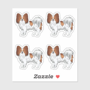 Sticker Papillon Rouge Et Blanc Dessins Animés Mignons De 
