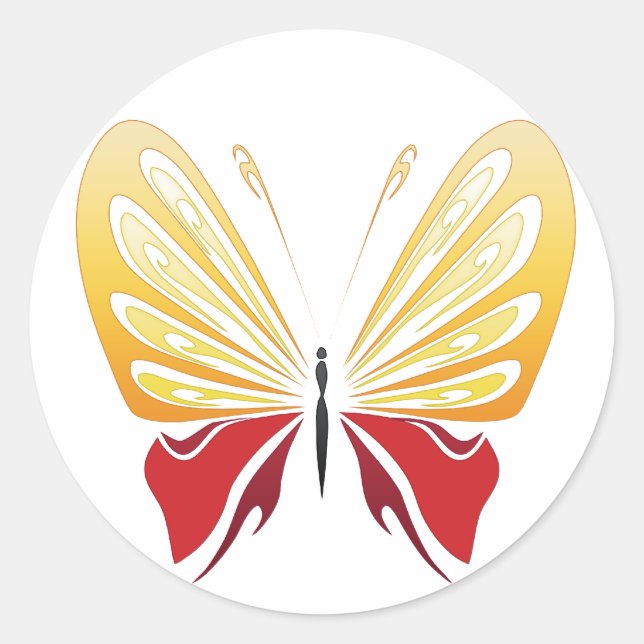 Sticker papillon rouge jaune (Devant)