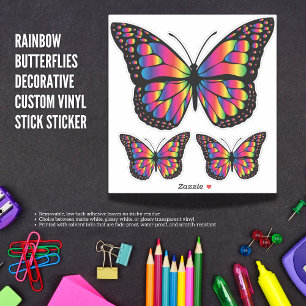 Sticker Papillons arc-en-ciel Bâton décoratif personnalisé