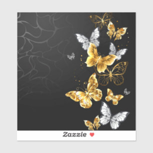Sticker Papillons blancs et dorés
