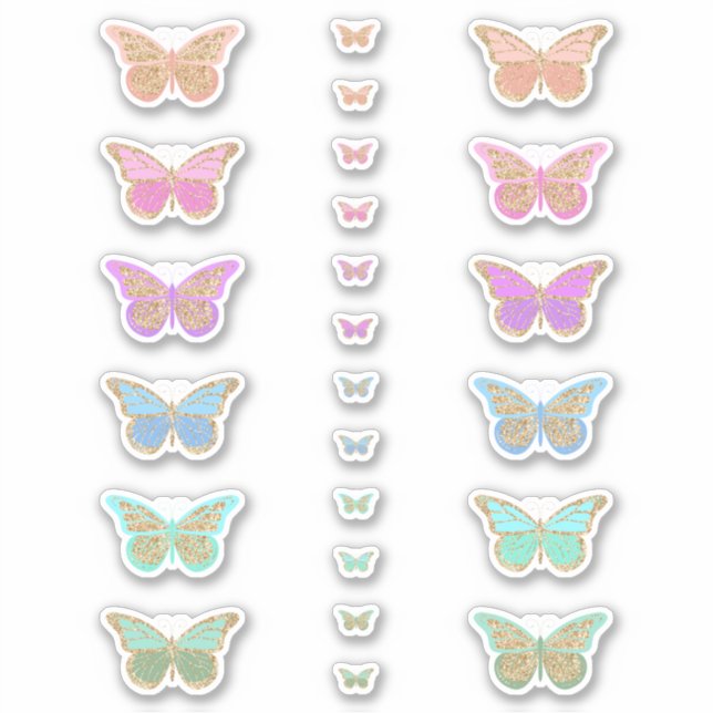 Sticker Papillons de Parties scintillant Pastel colorés (Devant)