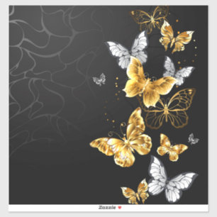 Sticker Papillons d'or et de blanc