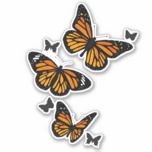 Sticker Papillons Monarque orange vintages en vol