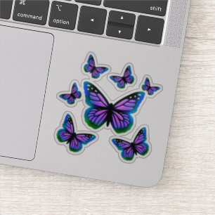 Sticker Papillons monarques   buttes bleu violet