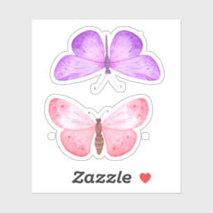 Sticker Papillons violets roses