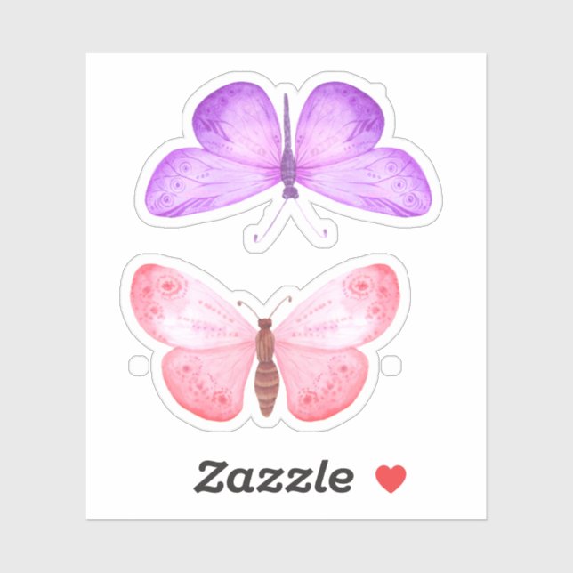 Sticker Papillons violets roses (Feuille)