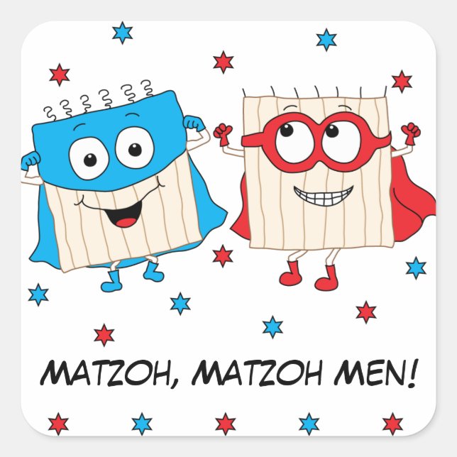 Sticker Pâques Carré "Matzoh, Matzoh Men !" (Devant)