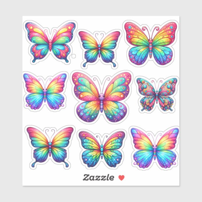 Sticker paquet de papillons arc-en-ciel (Feuille)