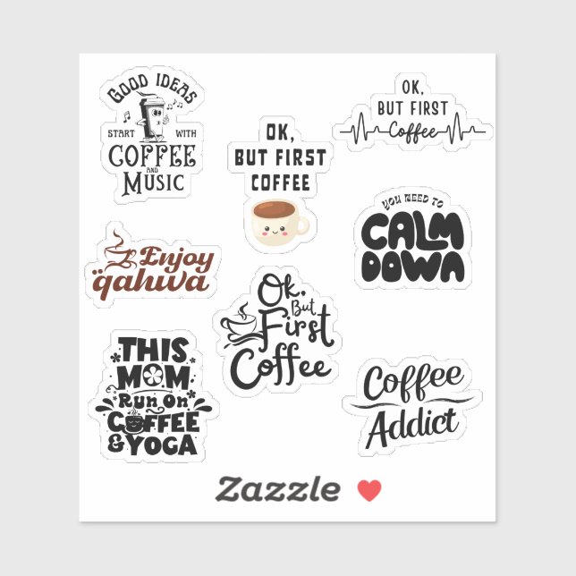 Sticker Paquet pour amateurs de café Ensemble Typographie  (Feuille)