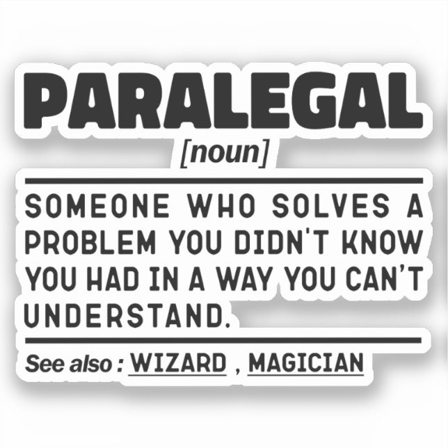Sticker Paralegal Noun Définition Humour adjoint juridique (Recto)