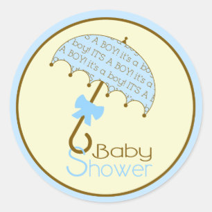 Sticker parapluie Baby shower bleu