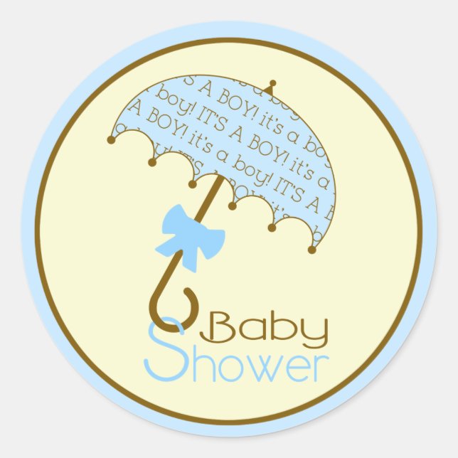 Sticker parapluie Baby shower bleu (Devant)