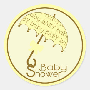 Sticker parapluie Baby shower jaune
