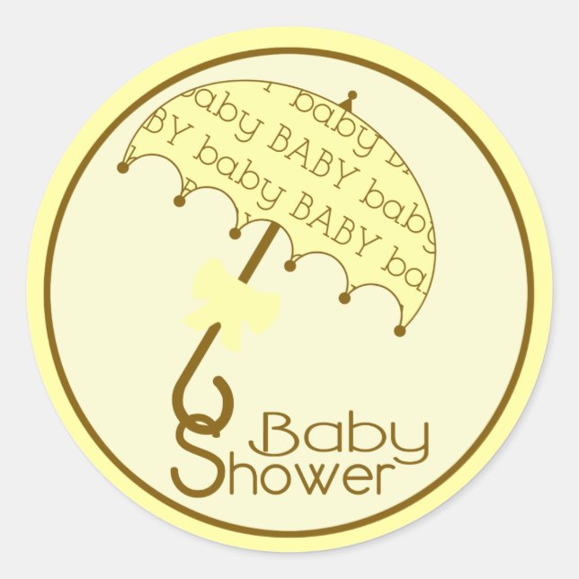 Sticker parapluie Baby shower jaune (Devant)