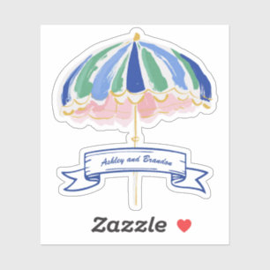 Sticker Parapluie de plage tropicale personnalisé de bord 