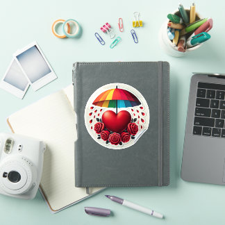 Sticker Parapluie pour amoureux : Abri de coeur
