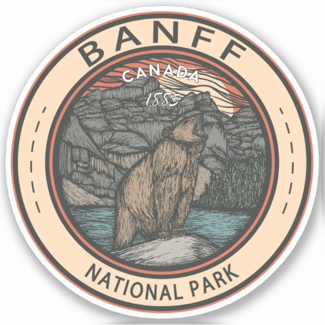 Sticker Parc national Banff Canada Emblème de voyage Vinta (Devant)