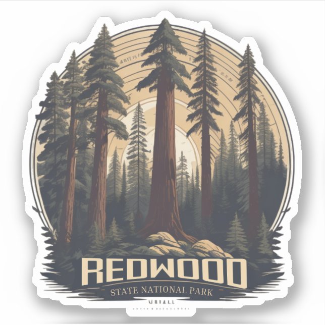 Sticker Parc national de Redwood, Californie côtière (Devant)