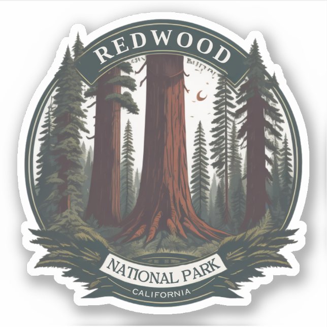 Sticker Parc national de Redwood, Californie côtière (Devant)
