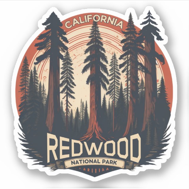 Sticker Parc national de Redwood, Californie côtière (Devant)