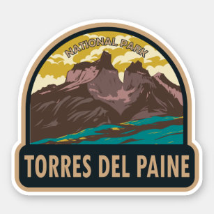 Sticker Parc national de Torres del Paine Chili Art Vintag