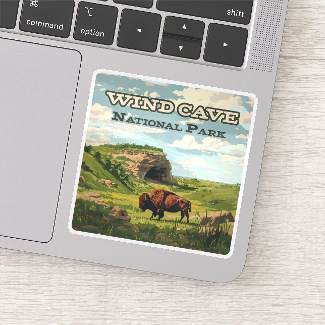 Sticker Parc national de Wind Cave Bison Dakota du Sud (Détail)