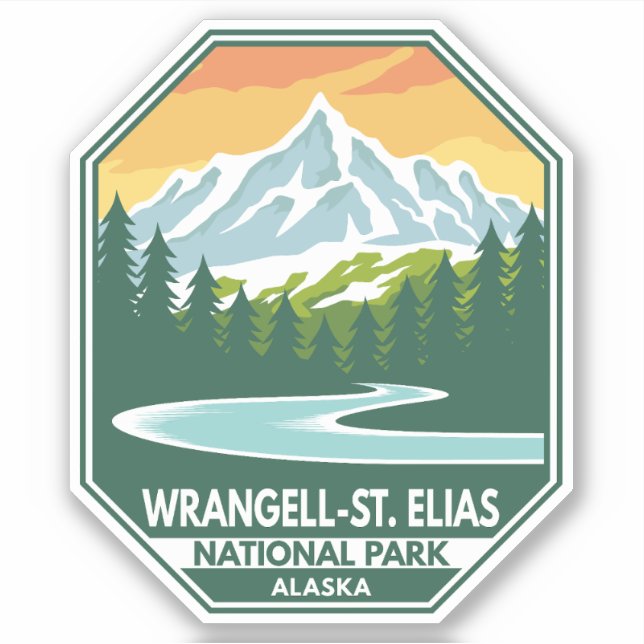 Sticker Parc national de Wrangell St Elias Rétro minime (Devant)