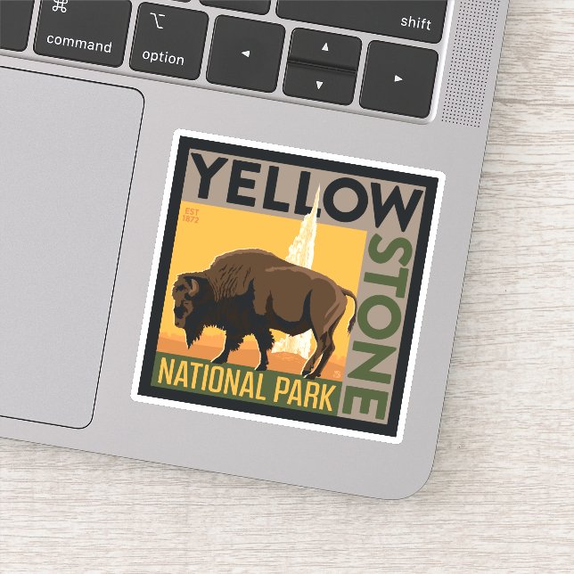 Sticker Parc national de Yellowstone | Buffalo (Détail)