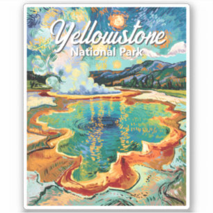 Sticker Parc national de Yellowstone coloré Van Gogh Rétro