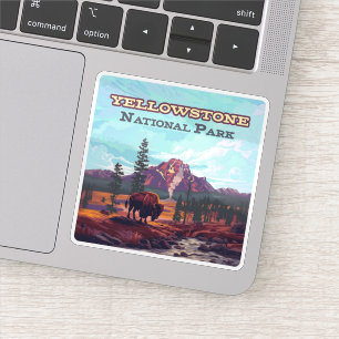 Sticker Parc national de Yellowstone Wyoming Bison Geyser