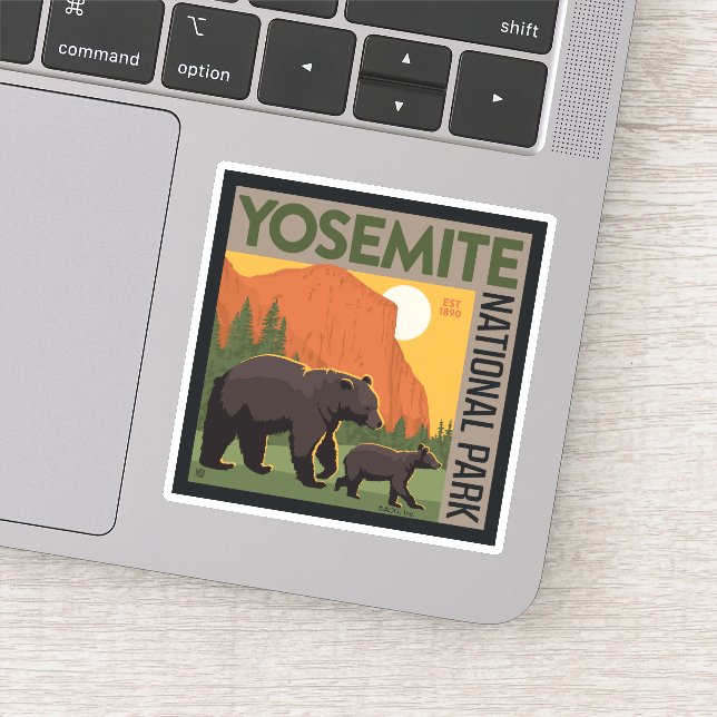 Sticker Parc national de Yosemite | Famille d'ours (Détail)