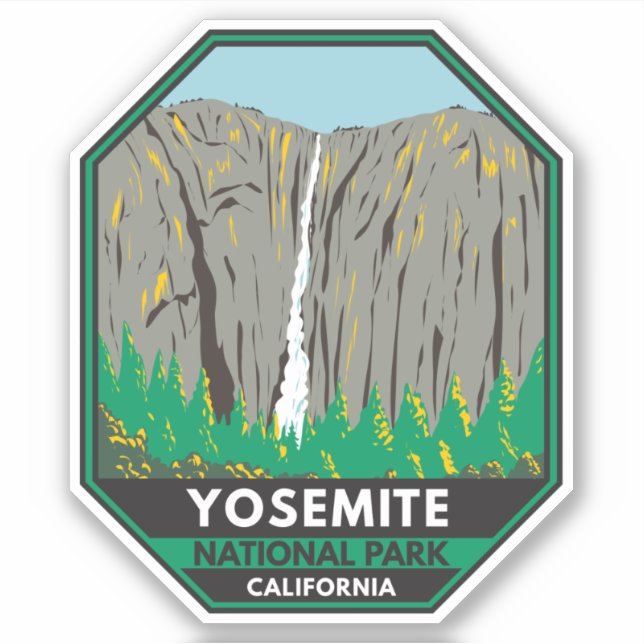 Sticker Parc national de Yosemite Ribbon Falls Californie (Devant)
