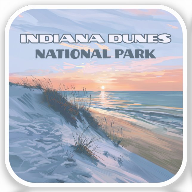 Sticker Parc national des dunes de l'Indiana Lac Michigan (Recto)