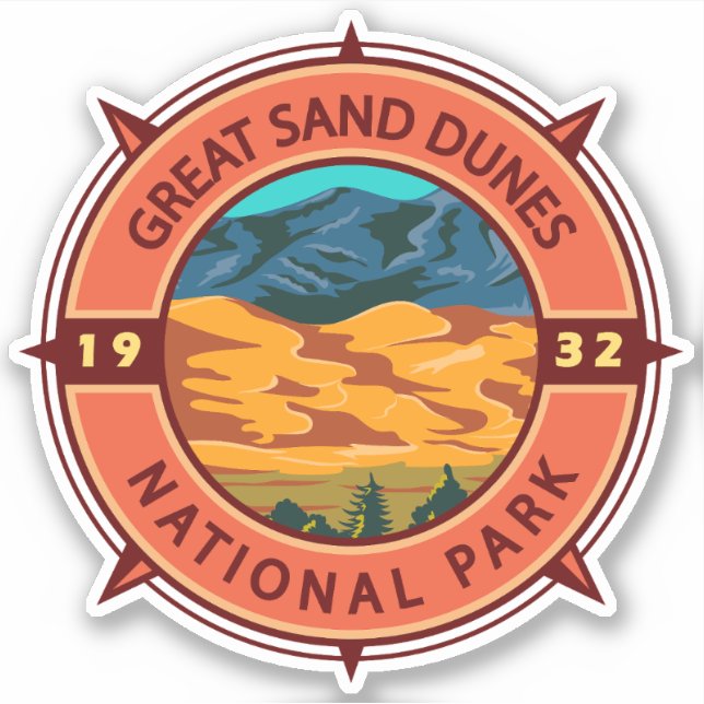 Sticker Parc national des grandes dunes de sable Retro Com (Devant)