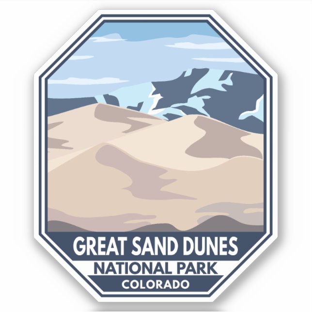 Sticker Parc national des grandes dunes de sable Rétro min (Devant)