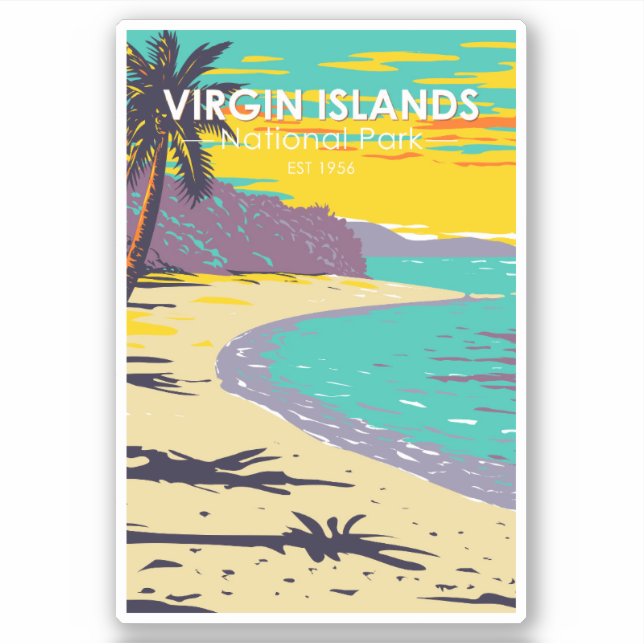 Sticker Parc national des Îles Vierges Trunk Bay Beach (Devant)
