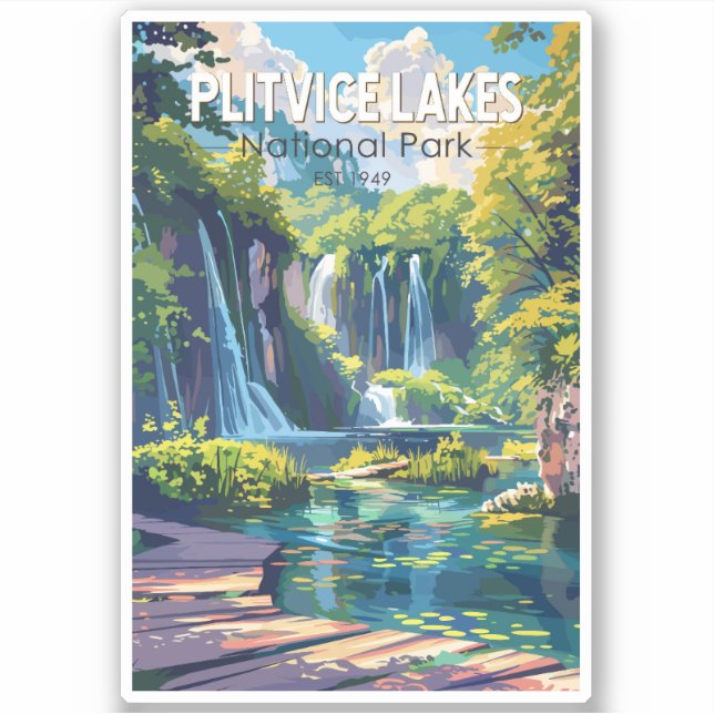 Sticker Parc national des lacs Plitvice Croatie Art de voy (Devant)