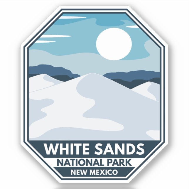 Sticker Parc national des Sables blancs Emblème rétro mini (Devant)