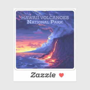 Sticker Parc national des volcans d'Hawaii Big Island Retr