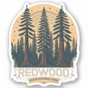 Sticker Parc national d'État de Redwood, Californie côtièr