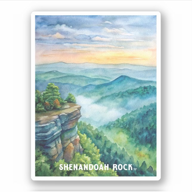Sticker Parc national du Rocher de Shenandoah Peinture aqu (Devant)