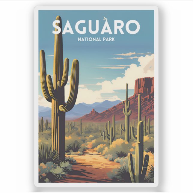 Sticker Parc national du Saguaro Affiche de voyage traditi (Devant)