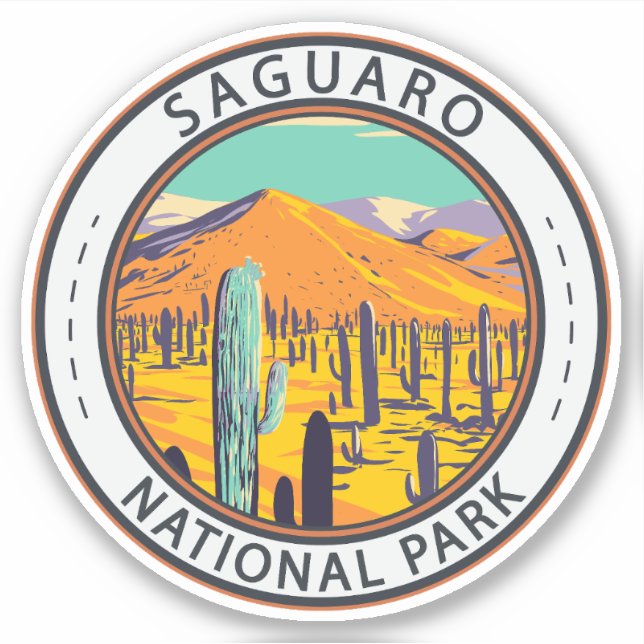 Sticker Parc National Du Saguaro Cactus Dans L'Insigne Du  (Devant)