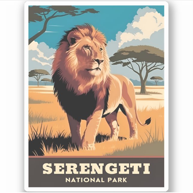 Sticker Parc national du Serengeti Vintage voyage Tanzanie (Devant)