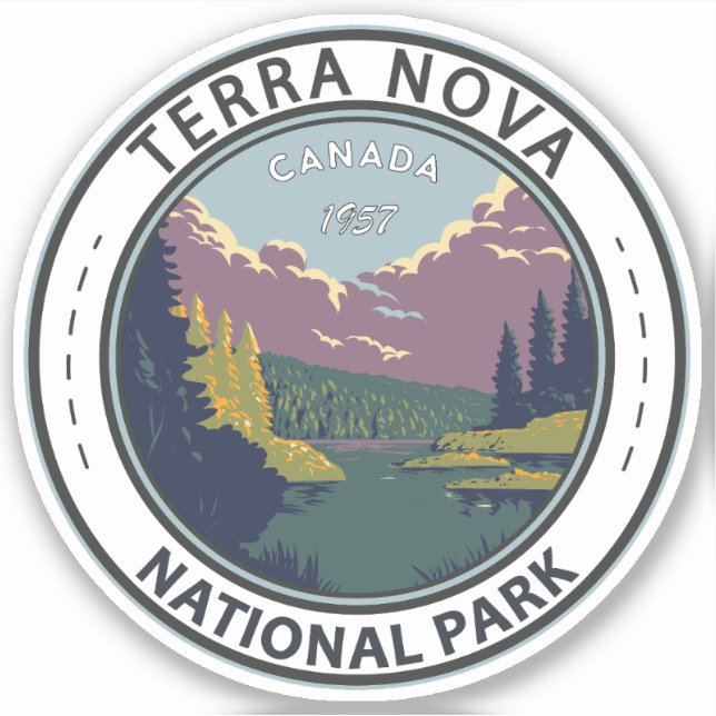 Sticker Parc national Terra-Nova Canada Tourisme Art Vinta (Devant)